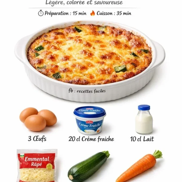 Recette de quiche sans pâte aux légumes et fromage, plat savoureux et facile à réaliser.
