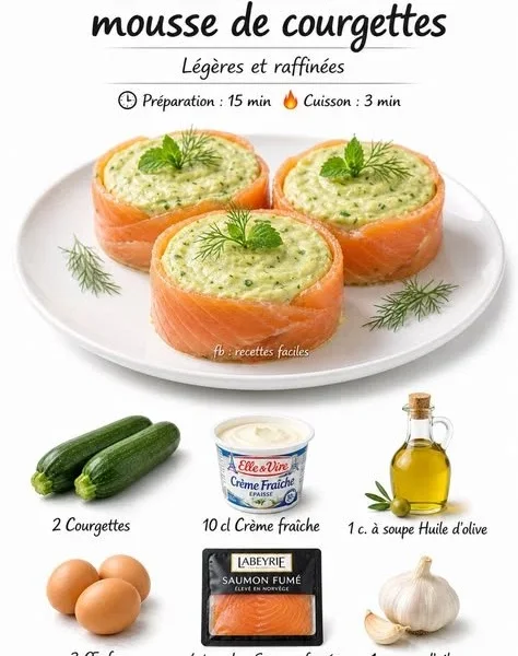Elegant Salmon Timbales served with creamy Zucchini Mousse on a plate