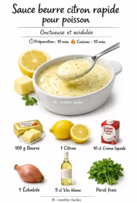 Sauce beurre citron rapide pour accompagner du poisson délicieux