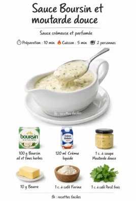 Sauce Boursin et moutarde douce - Recette gourmande et facile à préparer