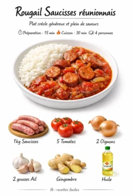 Delicious Sausage Rougail featuring spicy sausages and rich spices from La Réunion.