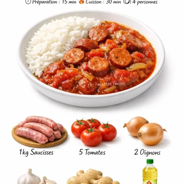 Delicious Sausage Rougail featuring spicy sausages and rich spices from La Réunion.