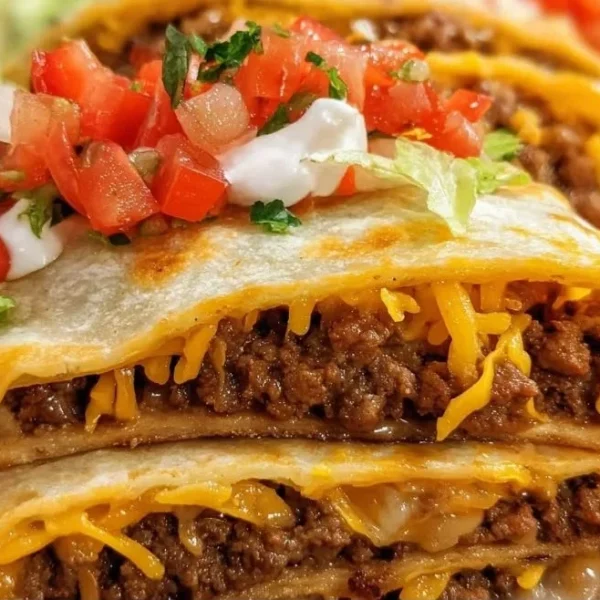 Baked sheet pan tacos with colorful toppings and melted cheese.