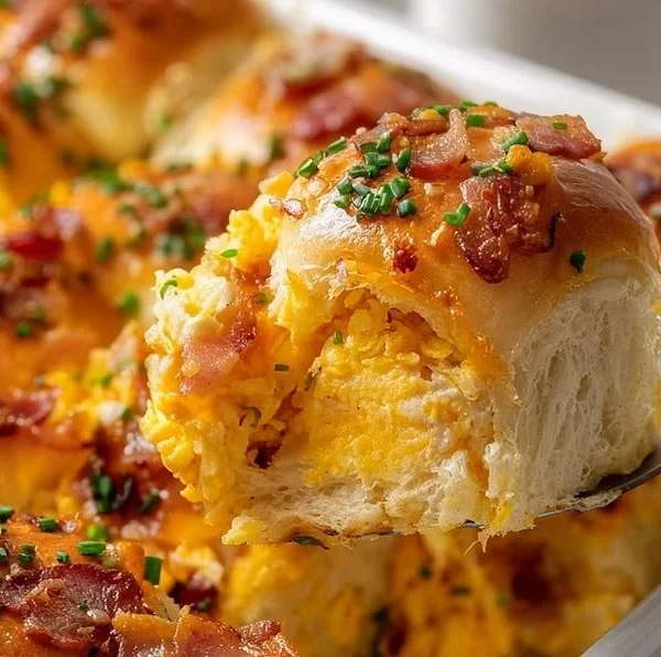 Simple Hawaiian Roll Breakfast Sliders served on a plate with toppings.