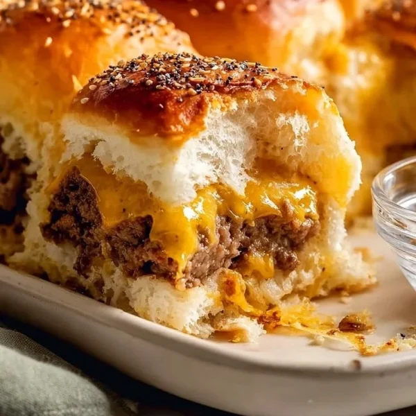 Hawaiian Roll Cheeseburger sliders on a serving platter