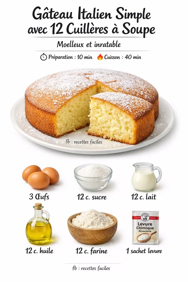Simple Italian Cake with 12 tablespoons
