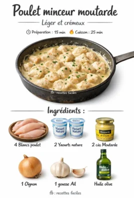 Slimming chicken dish with mustard and yogurt for healthy eating