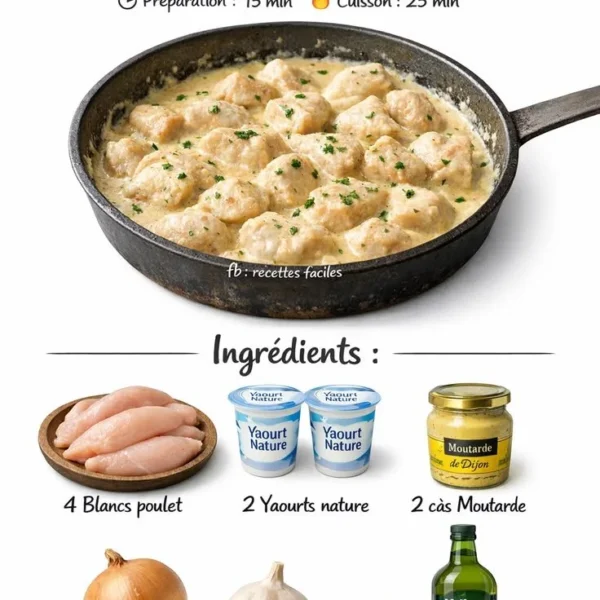 Slimming chicken dish with mustard and yogurt for healthy eating
