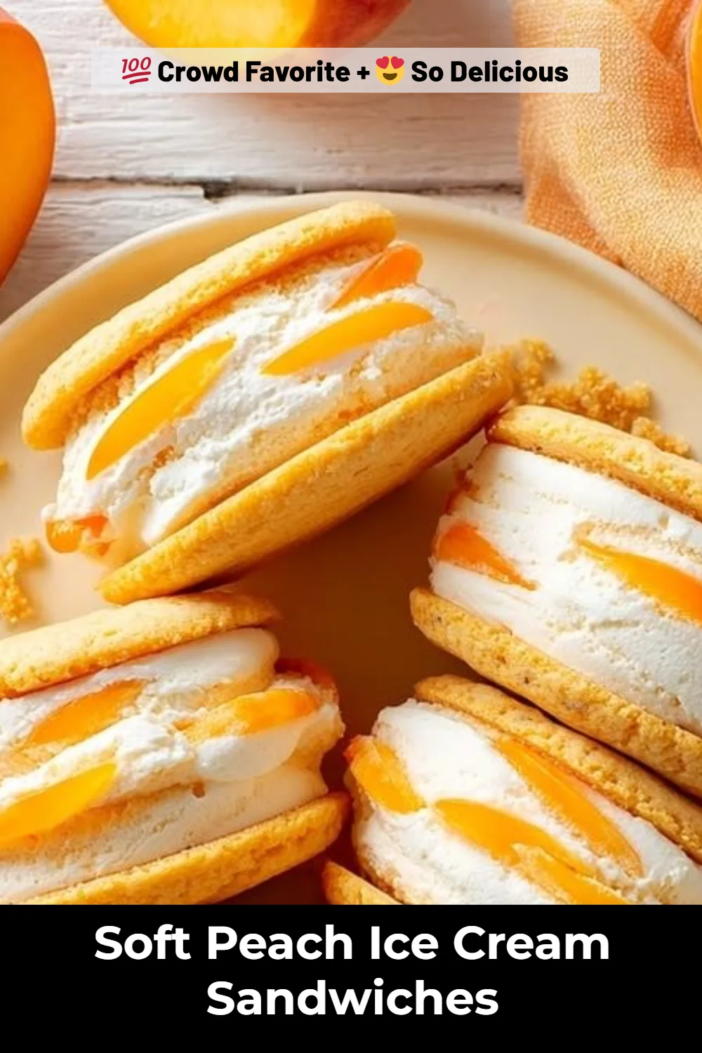 Soft Peach Ice Cream Sandwiches