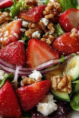 Spring Strawberry Walnut Crunch Salad with fresh strawberries and walnuts