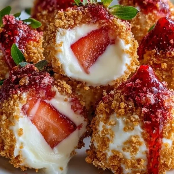 Strawberry Crunch Cheesecake Bites served on a plate, showcasing their vibrant colors.