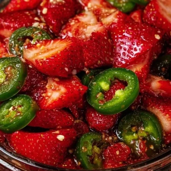 Strawberry jalapeño cowboy dish showcasing vibrant flavors and colors.