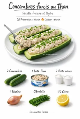 Stuffed cucumbers filled with tuna for a healthy appetizer