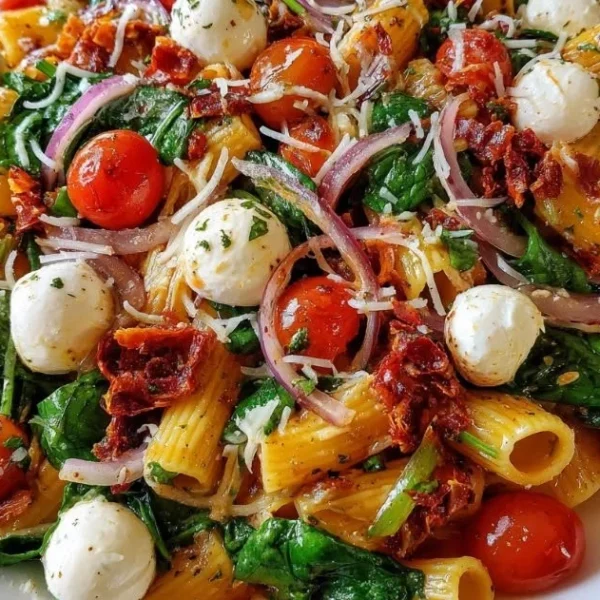 Delicious Sun-Dried Tomato Pasta Salad with fresh vegetables