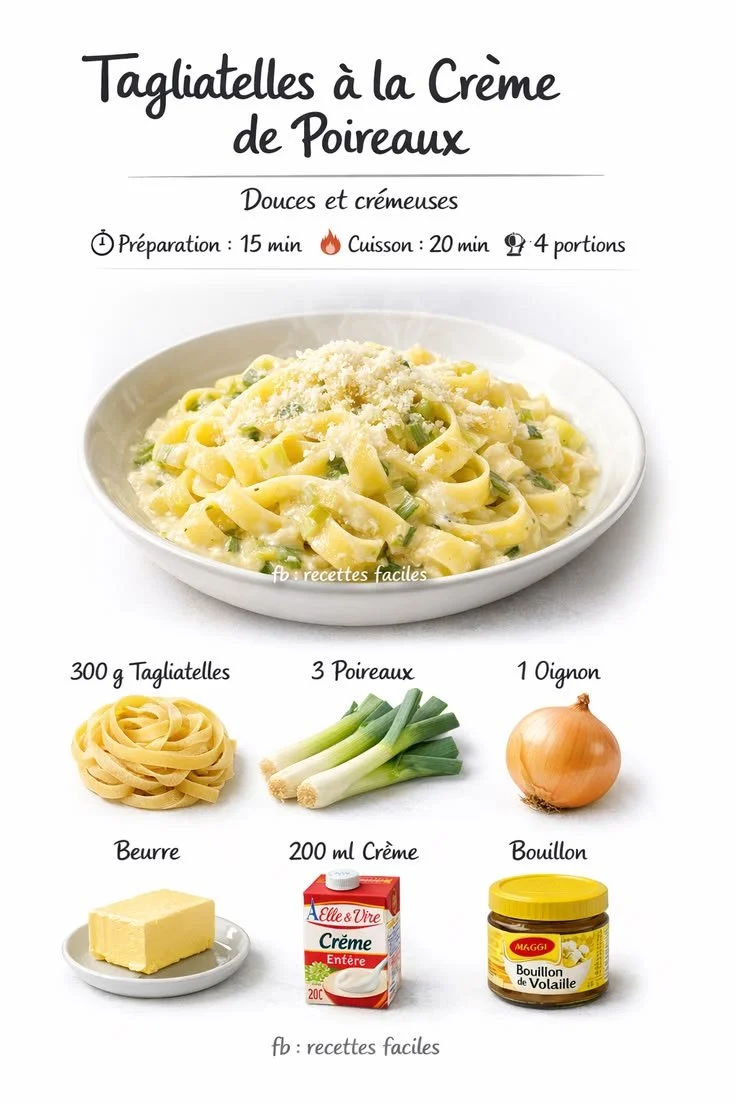 Tagliatelles à la Crème de Poireaux