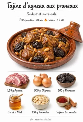 Tajine d’agneau aux pruneaux, un plat traditionnel riche en saveurs