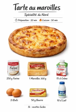 Tarte au Maroilles, une spécialité française à base de fromage Maroilles