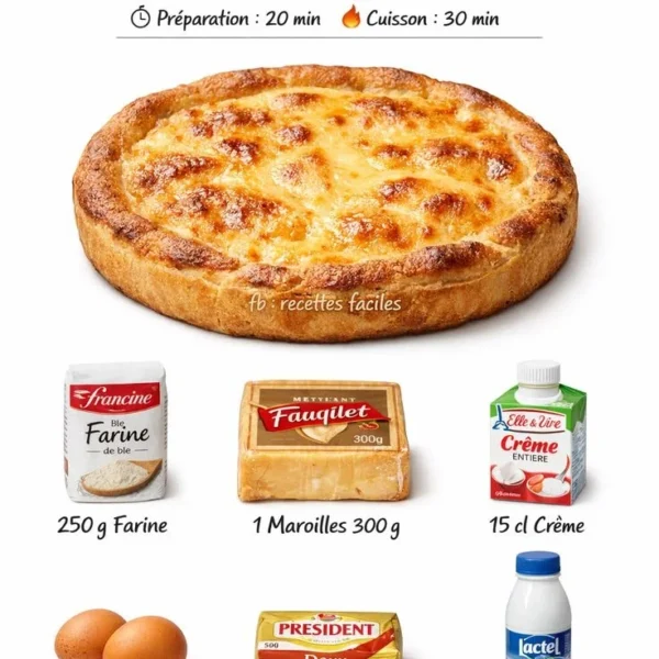 Tarte au Maroilles, une spécialité française à base de fromage Maroilles