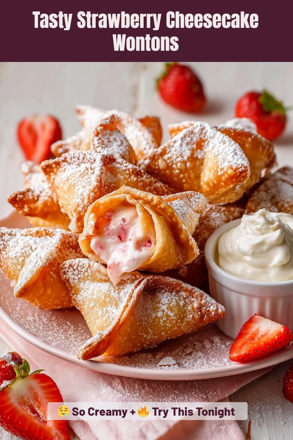 Tasty Strawberry Cheesecake Wontons