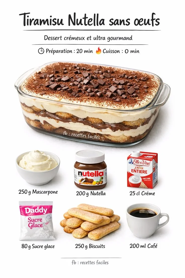 Tiramisu au Nutella Sans Œufs