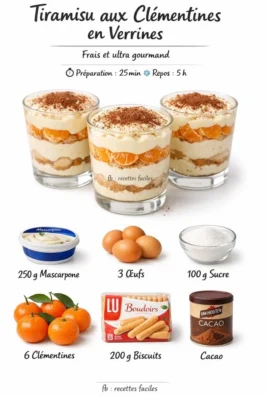 Tiramisu aux Clémentines en verrines, dessert fruité et élégant