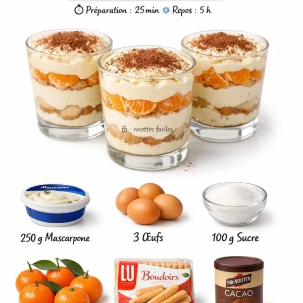 Tiramisu aux Clémentines en verrines, dessert fruité et élégant
