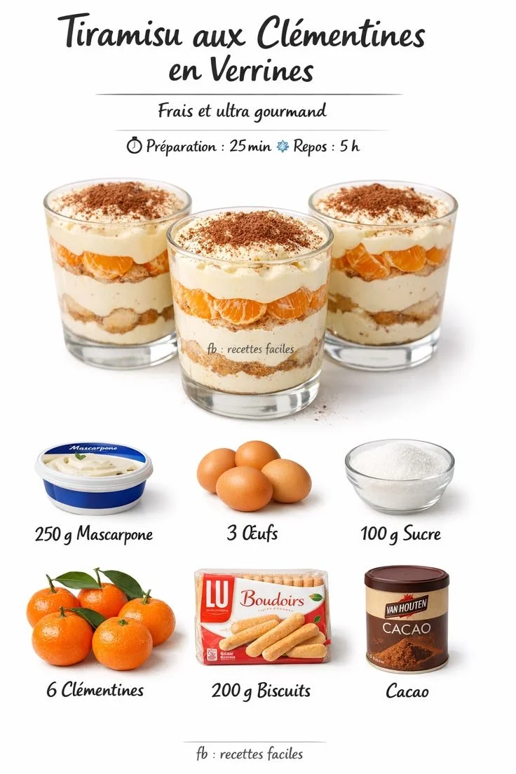 Tiramisu aux Clémentines en Verrines