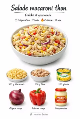 Tuna and Corn Macaroni Salad served in a bowl
