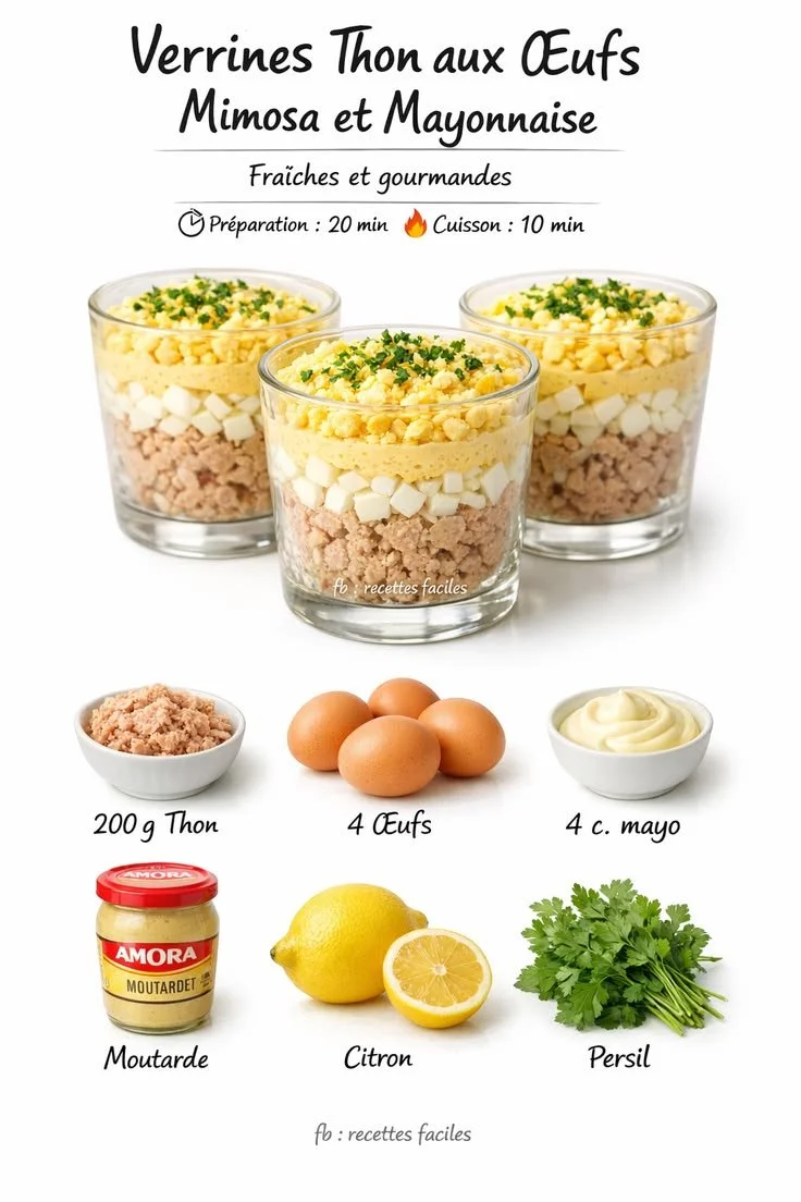 Tuna Verrines with Mimosa Eggs and Mayonnaise