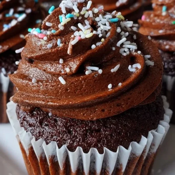 Ultimate double chocolate cupcakes with rich frosting and sprinkles