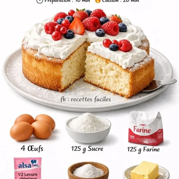 Genoise légère et aérienne prête à être utilisée dans des desserts.