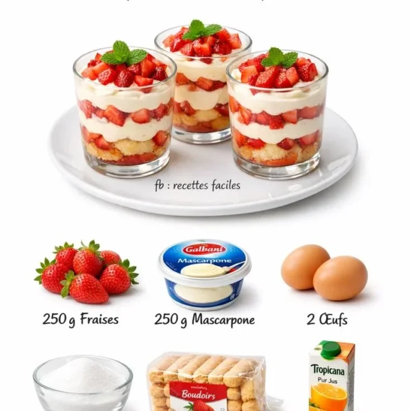 Verrines de mascarpone et fraises garnies, un dessert élégant et savoureux
