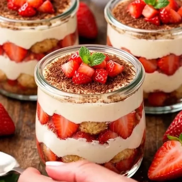 Verrines de mascarpone avec fraises fraîches pour un dessert délicieux