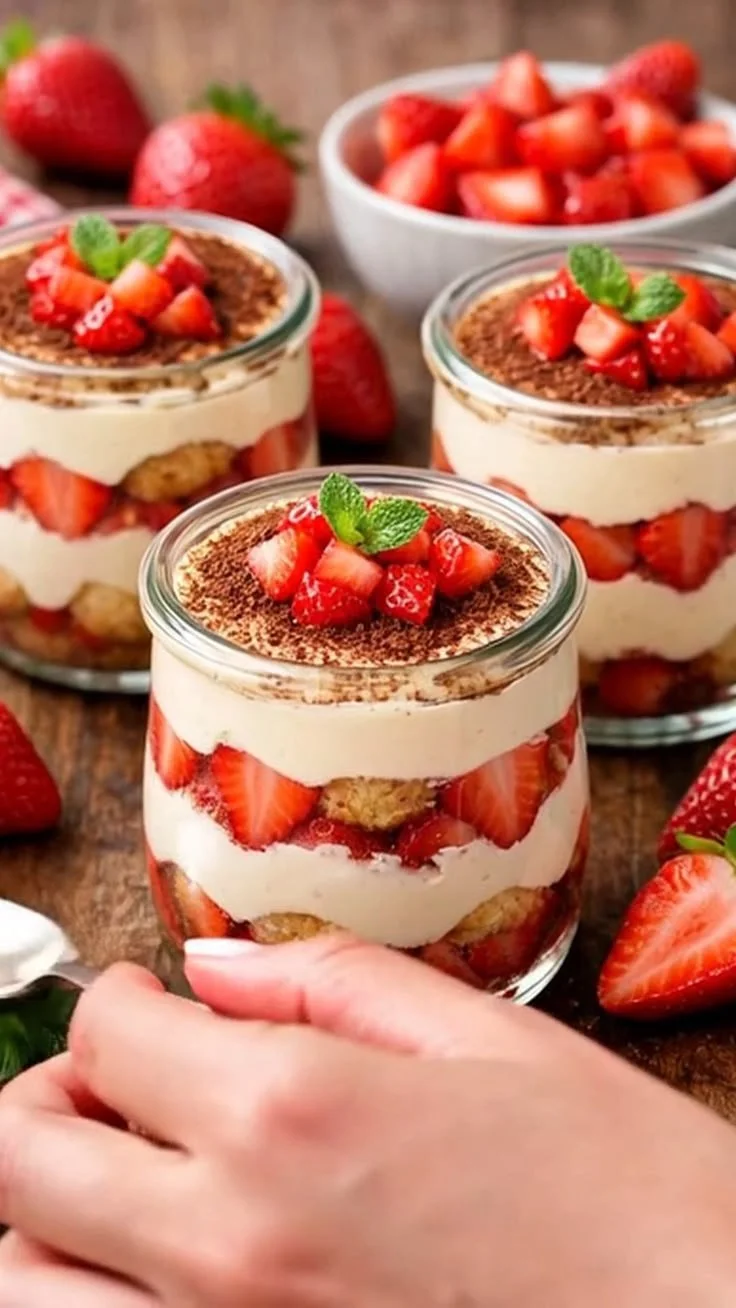 Verrines de Mascarpone et Fraises
